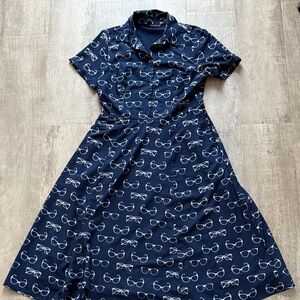 eShakti Navy Sunglasses Print Midi Dress